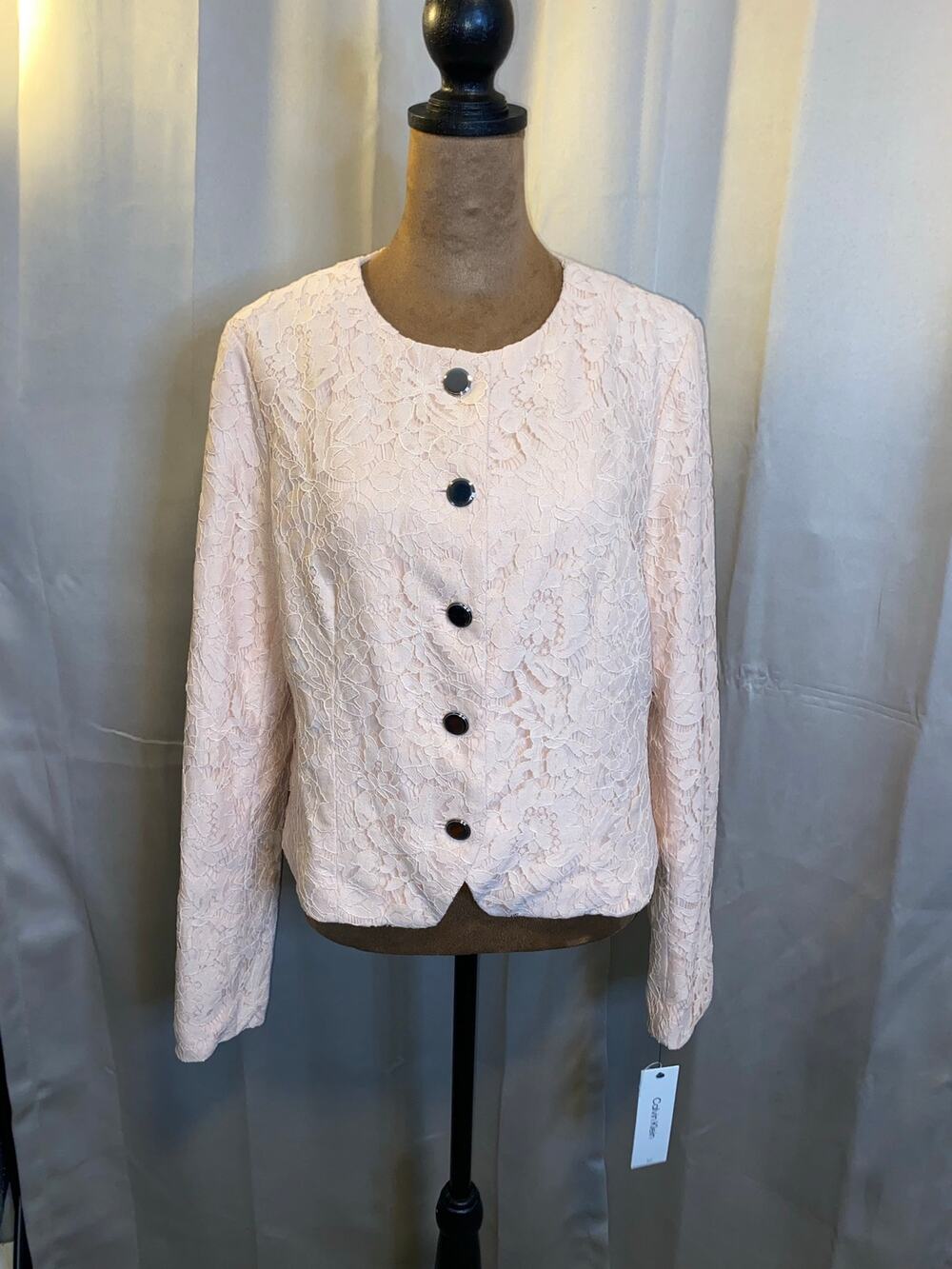 NWT Calvin Klein Blush Pink Lace Overlay Jacket Blazer Size 8 Formal Career